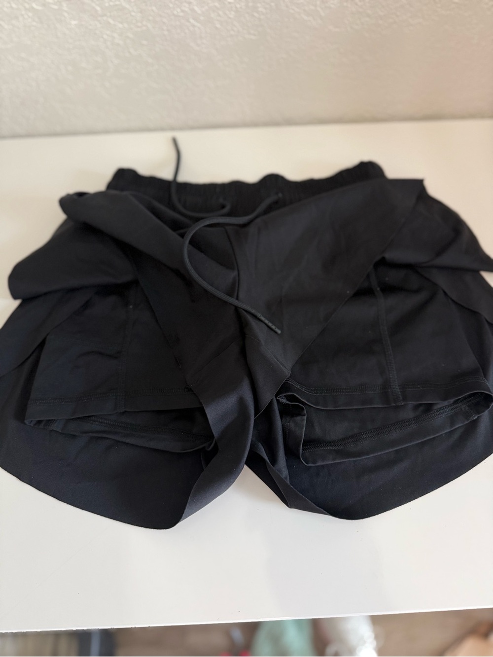 Gilly Hicks Black Layered Athletic Shorts with Drawstring - Picture 2 of 4